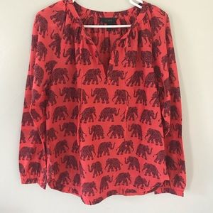 J. Crew Tie Neck Top in Elephant Paisley